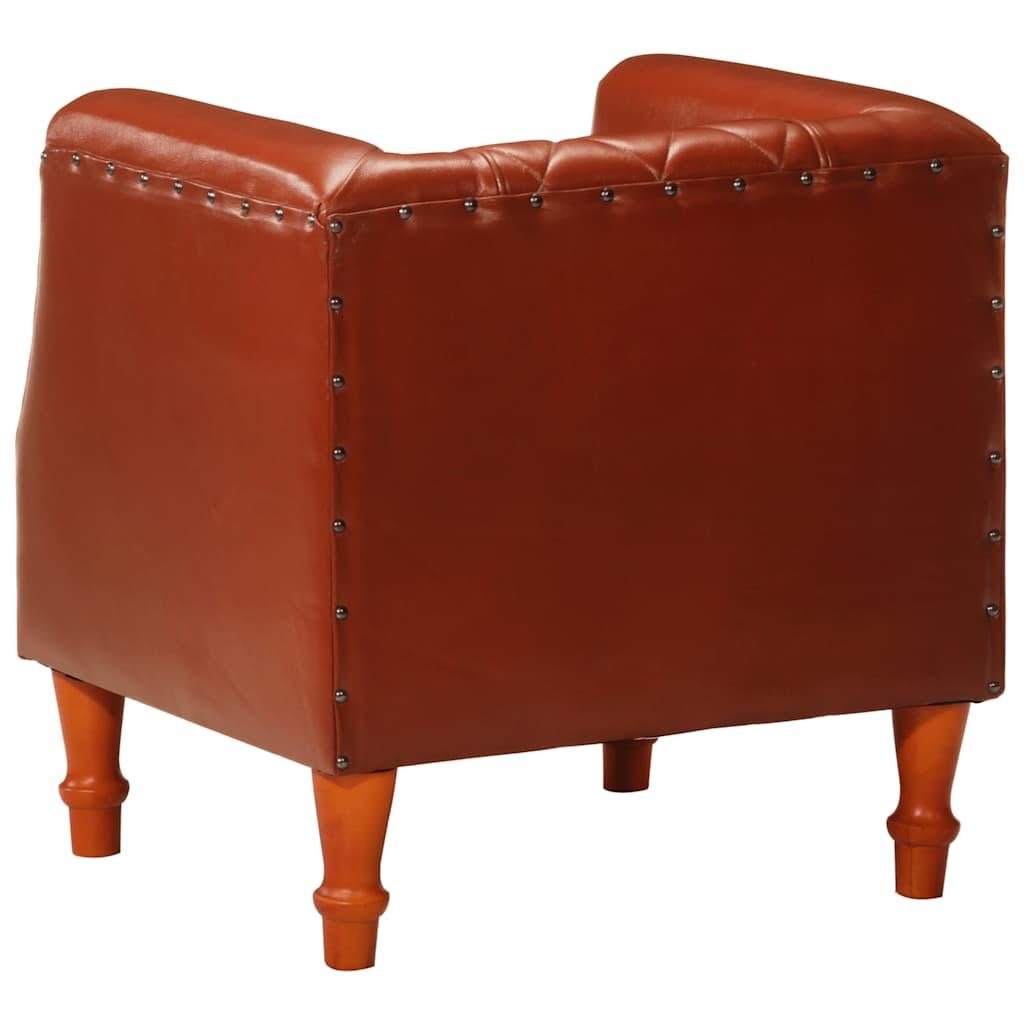 Tub Chair Brown Real Goat Leather