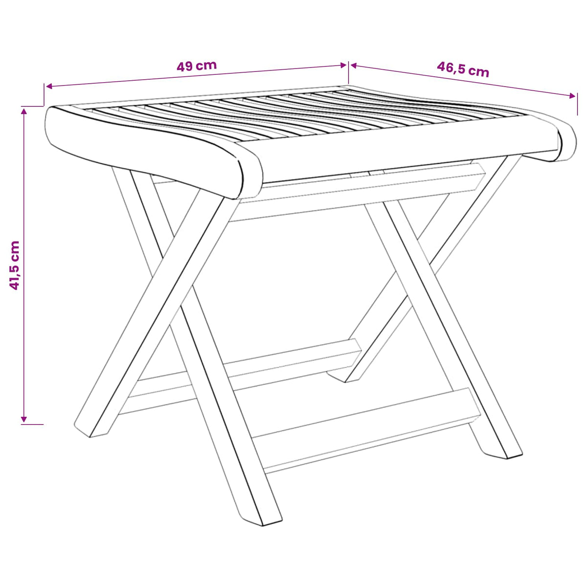 Folding Footrest 46.5x49x41.5 cm Solid Teak Wood