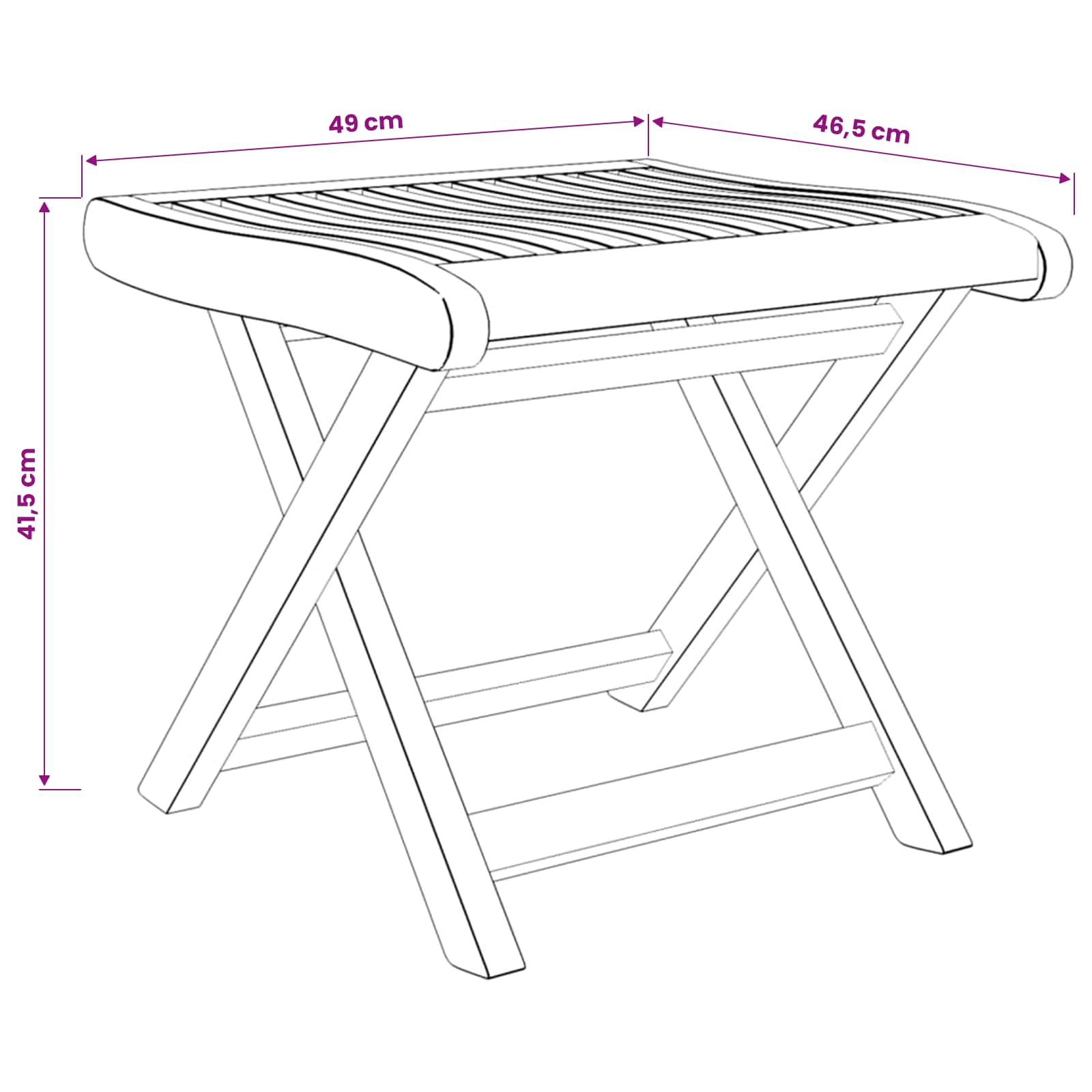 Folding Footrest 46.5x49x41.5 cm Solid Teak Wood
