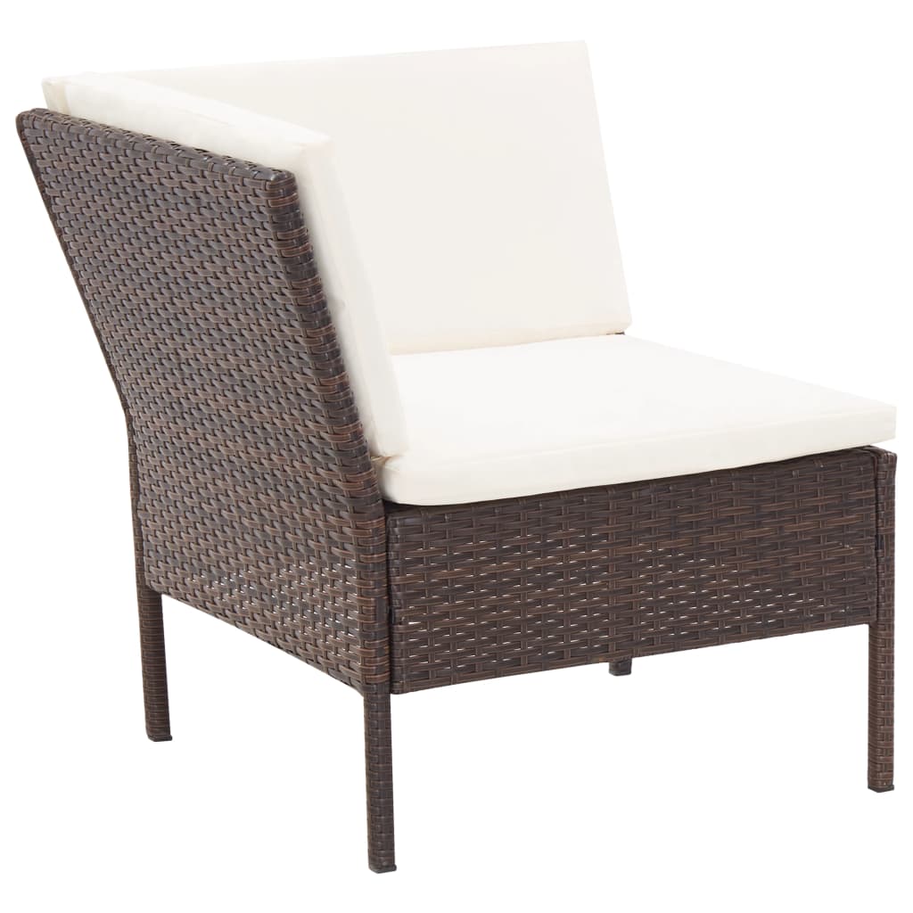 6 Piece Garden Lounge Set with Cushions Poly Rattan Brown