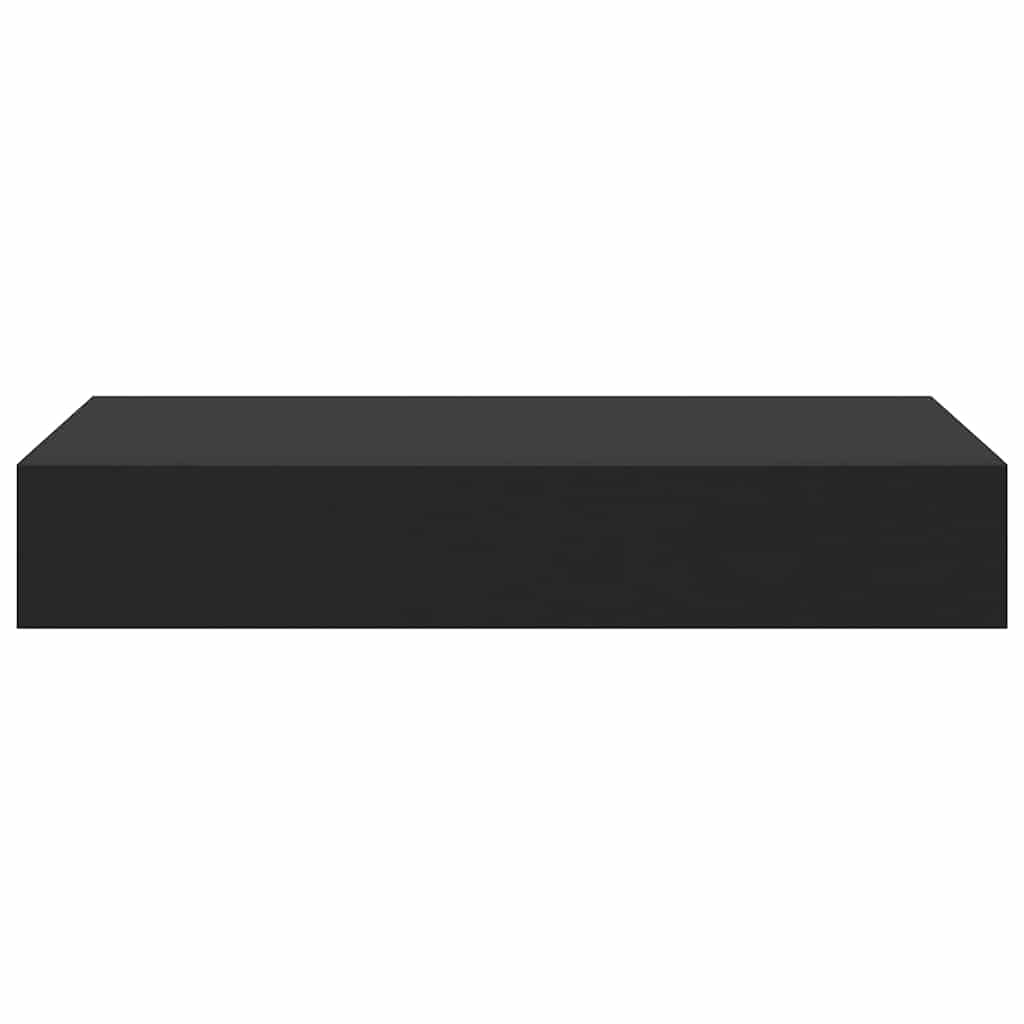 Floating Wall Shelf with Drawer Black 48x25x8 cm