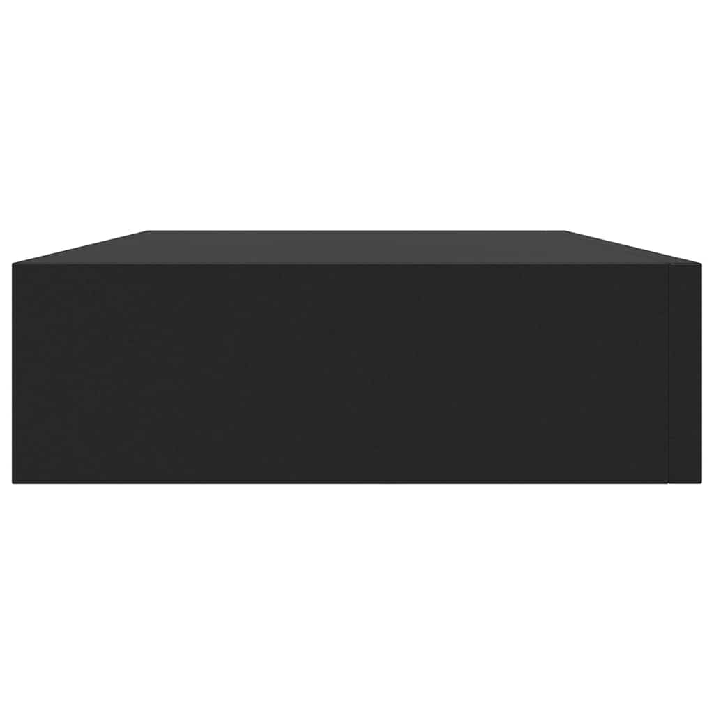 Floating Wall Shelf with Drawer Black 48x25x8 cm