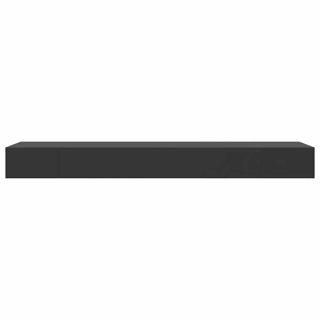 Floating Wall Shelf with Drawer Black 80x25x8 cm