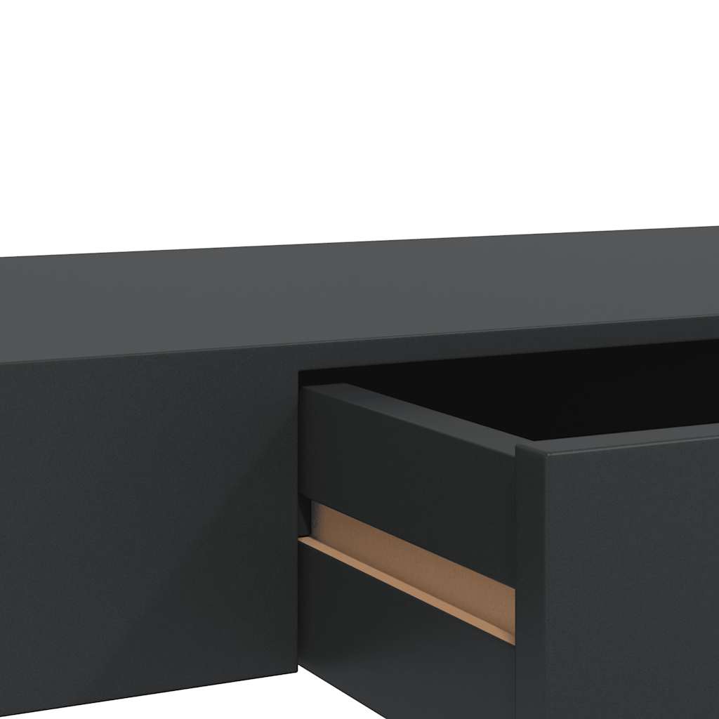 Floating Wall Shelf with Drawer Black 80x25x8 cm