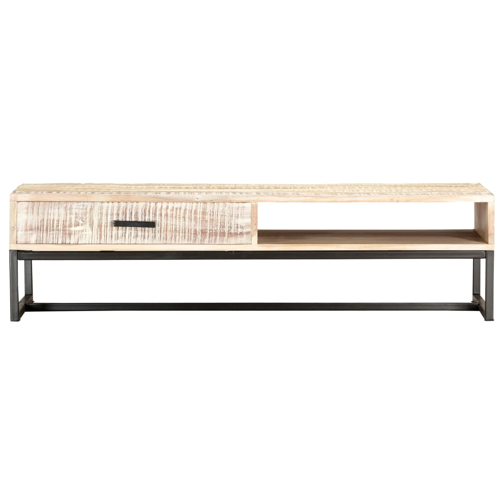 Coffee Table White 117x50x30 cm Solid Acacia Wood