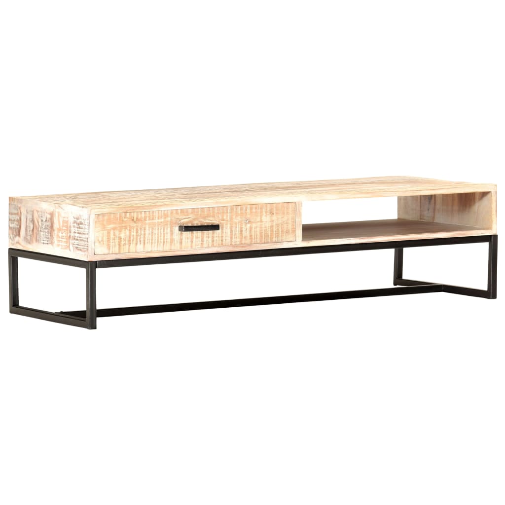 Coffee Table White 117x50x30 cm Solid Acacia Wood