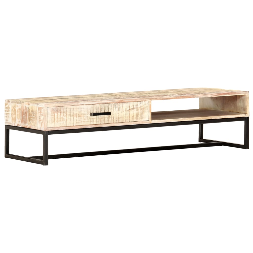 Coffee Table White 117x50x30 cm Solid Acacia Wood