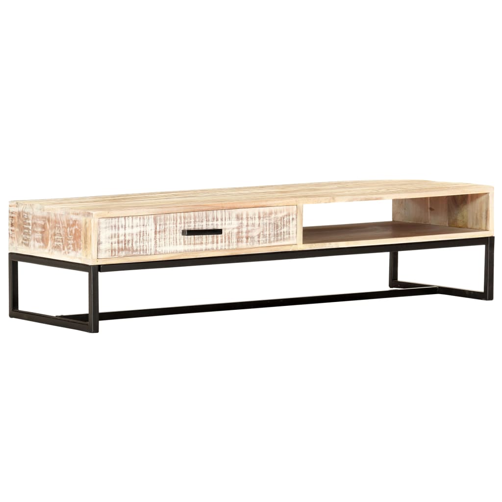 Coffee Table White 117x50x30 cm Solid Acacia Wood