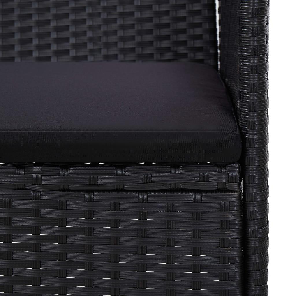 4 Piece Garden Lounge Set with Cushions Poly Rattan Black