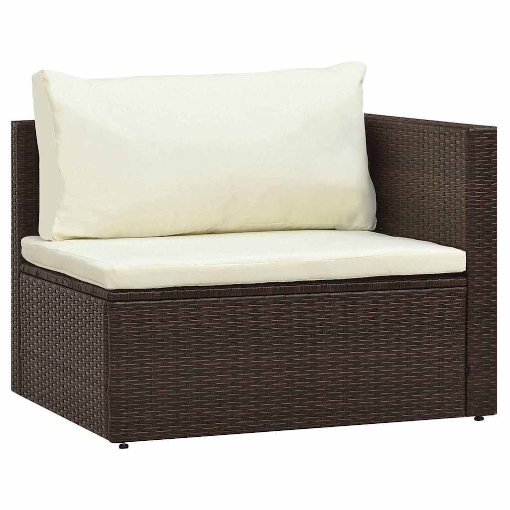 5 Piece Garden Lounge Set with Cushions Poly Rattan Brown