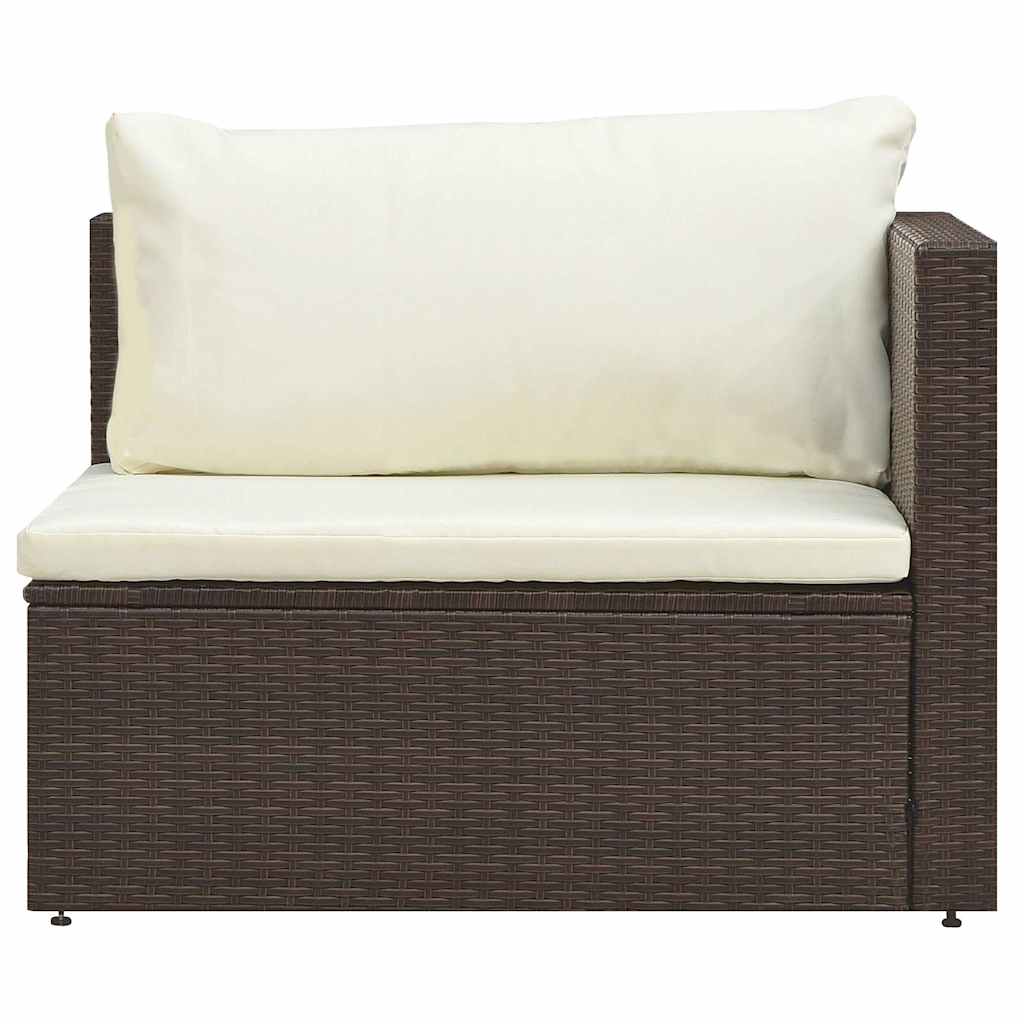 5 Piece Garden Lounge Set with Cushions Poly Rattan Brown