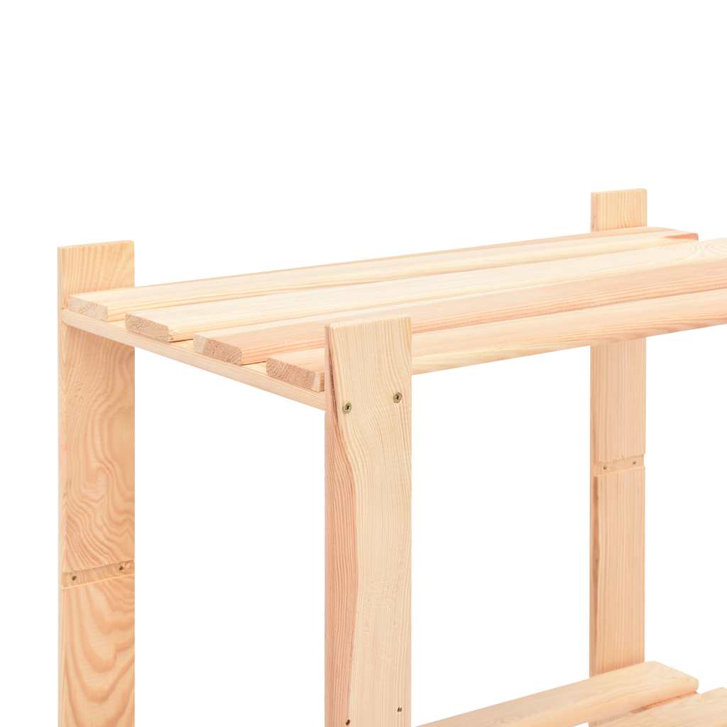 3-Tier Storage Racks 2 pcs 60x38x90 cm Solid Wood Pine 150 kg