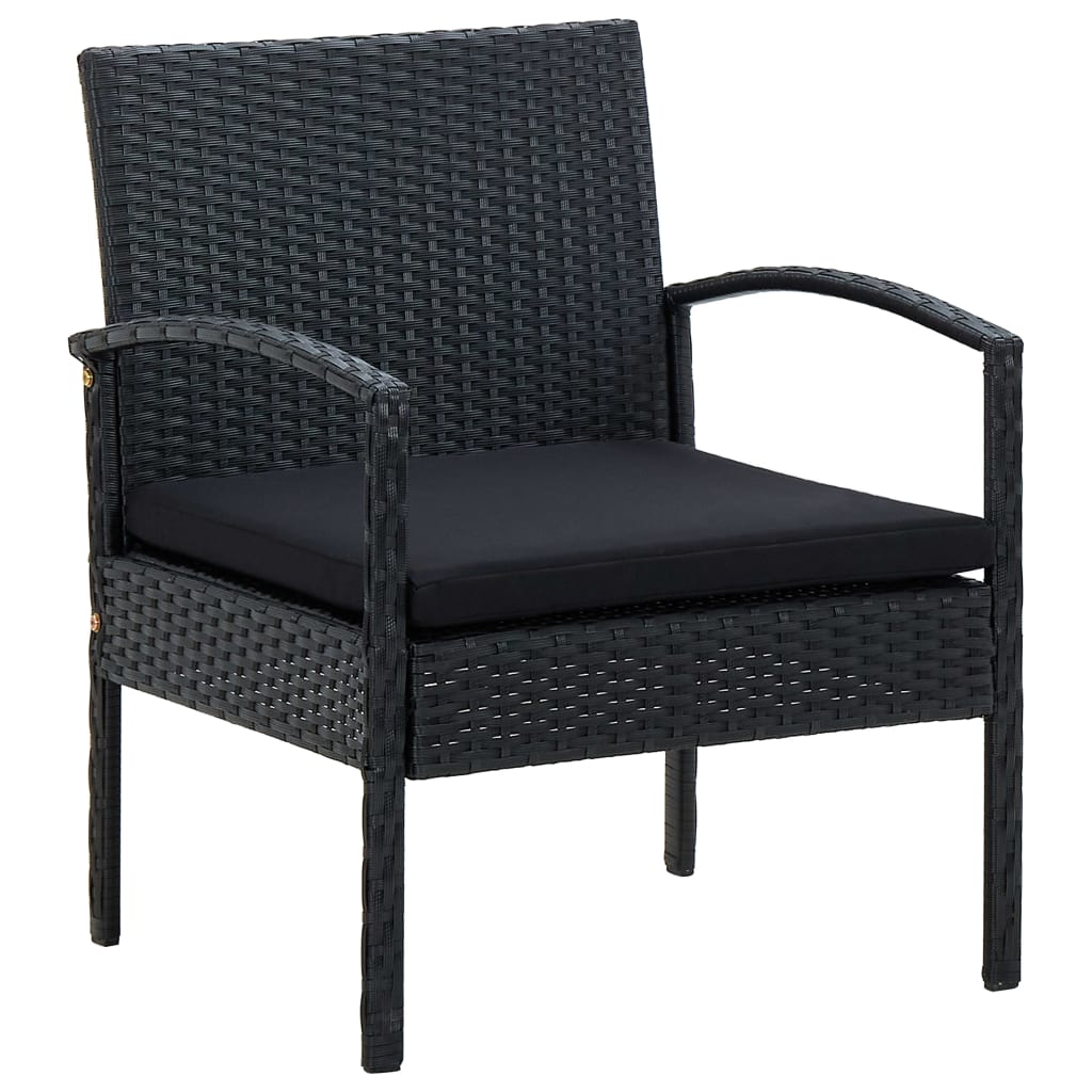 4 Piece Garden Lounge Set with Cushions Poly Rattan Black