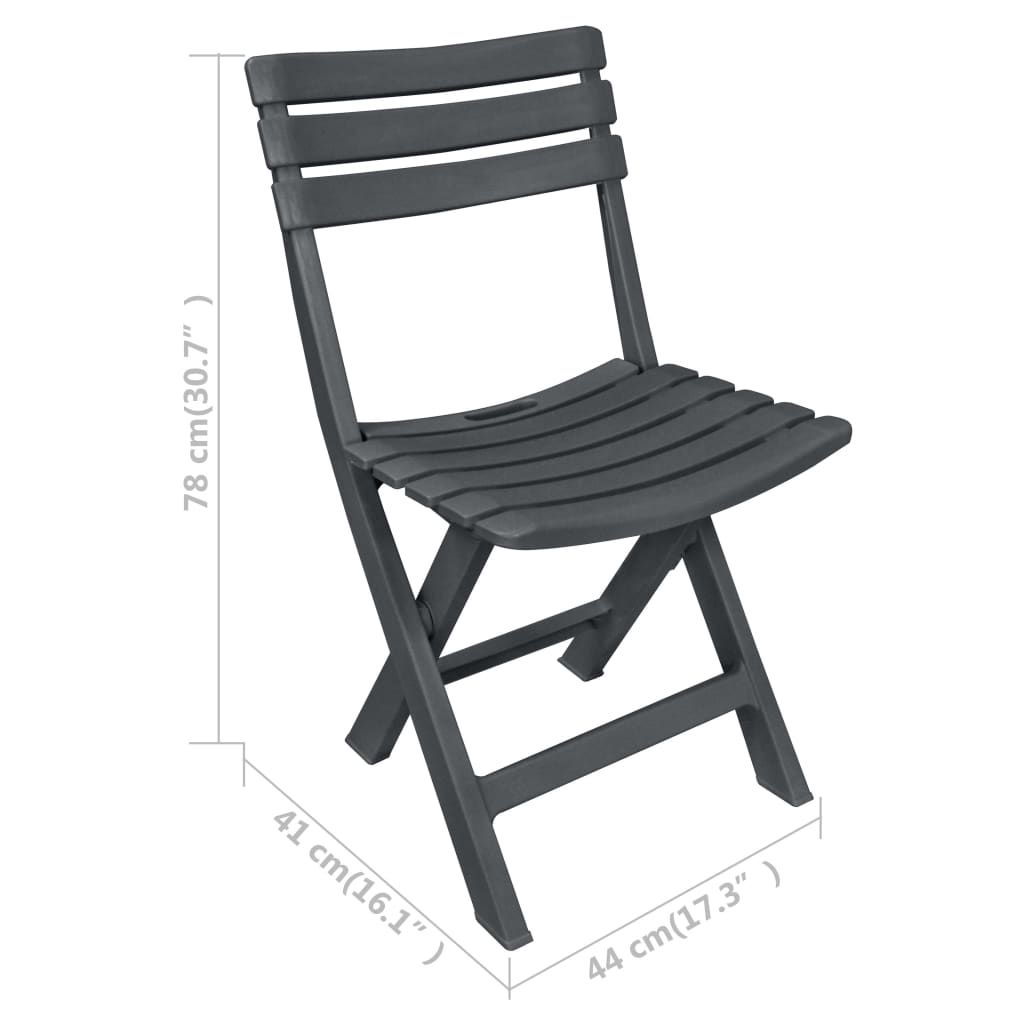 3 Piece Folding Bistro Set Plastic Anthracite