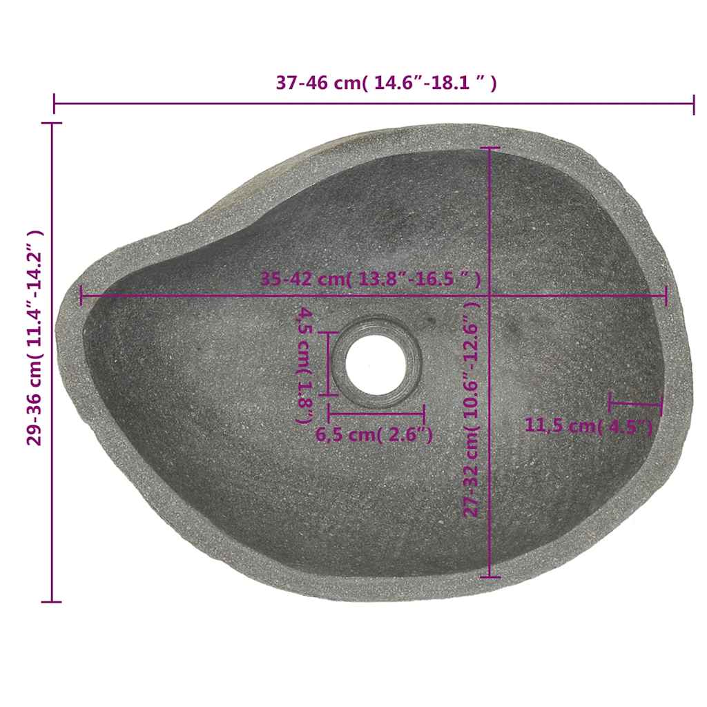 Basin River Stone Oval (36-46)x(29-36) cm