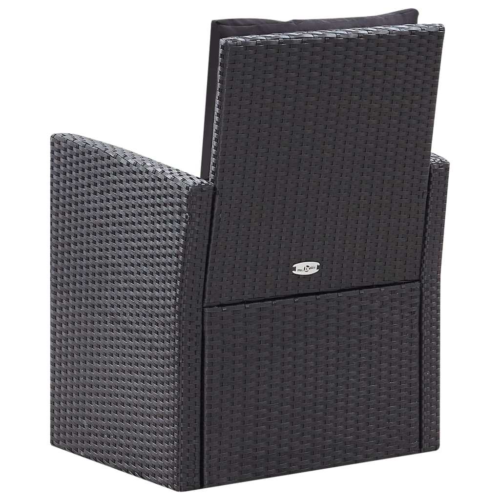 6 Piece Garden Lounge Set with Cushions Poly Rattan Black