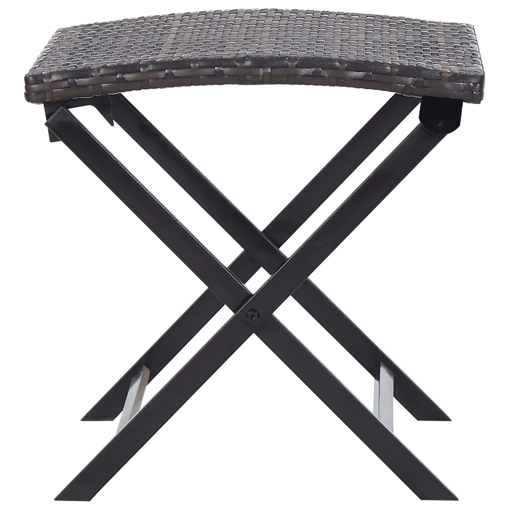 Folding Stool Poly Rattan Brown