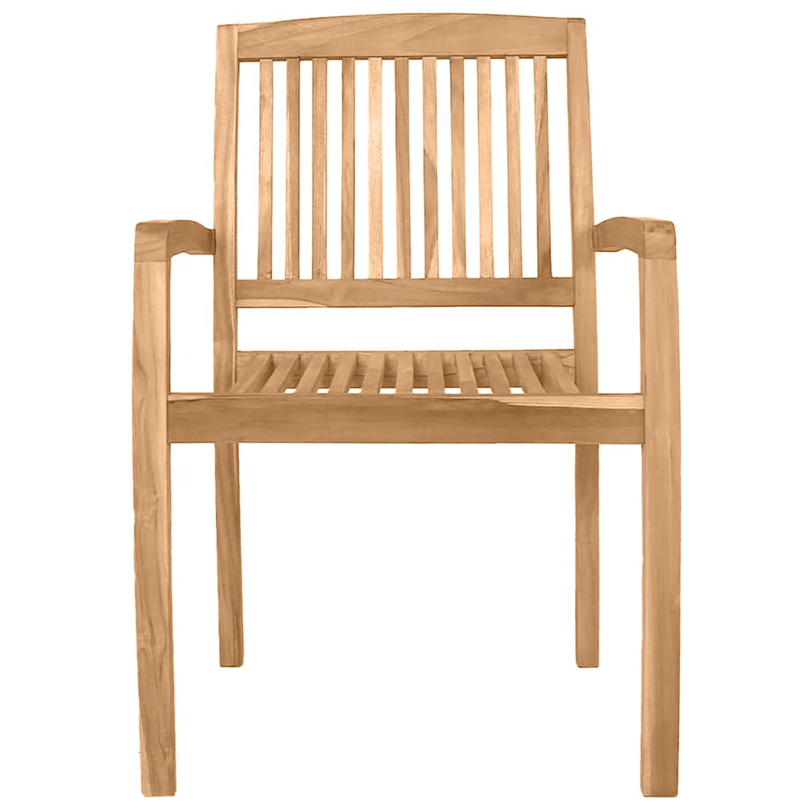 Stacking Garden Dining Chairs 2 pcs Solid Teak Wood