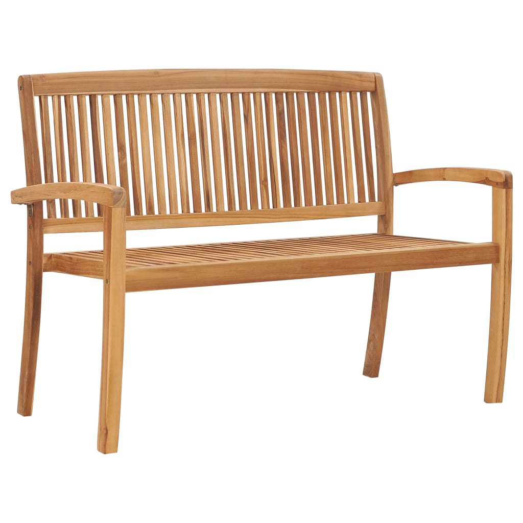 2-Seater Stacking Garden Bench 128.5 cm Solid Teak Wood