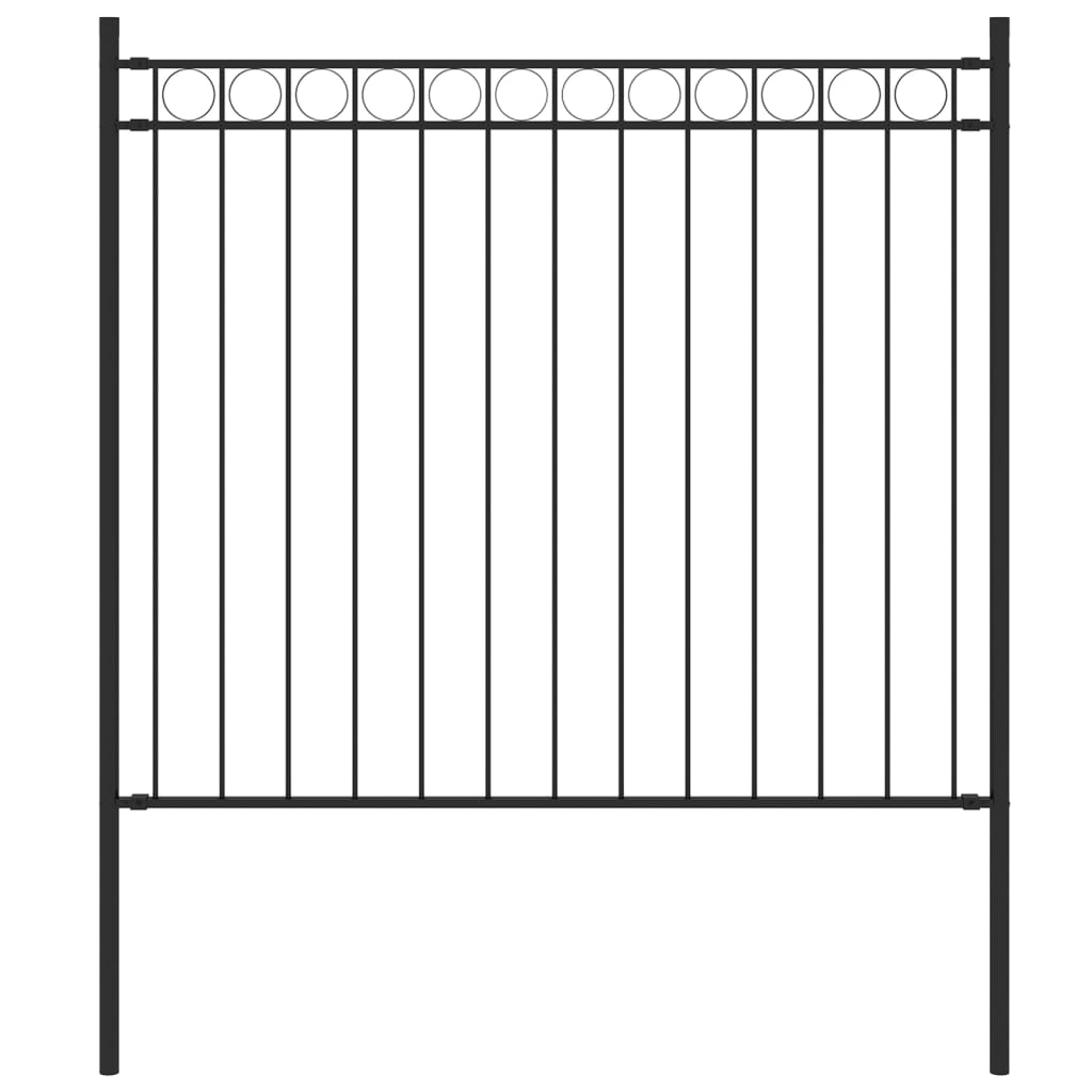 Garden Fence Steel 1.81x0.8 m Black
