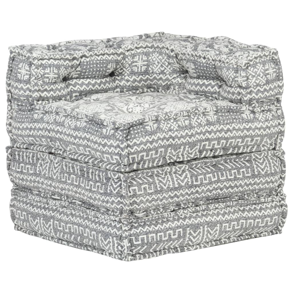 Modular Pouffe Light Grey Fabric