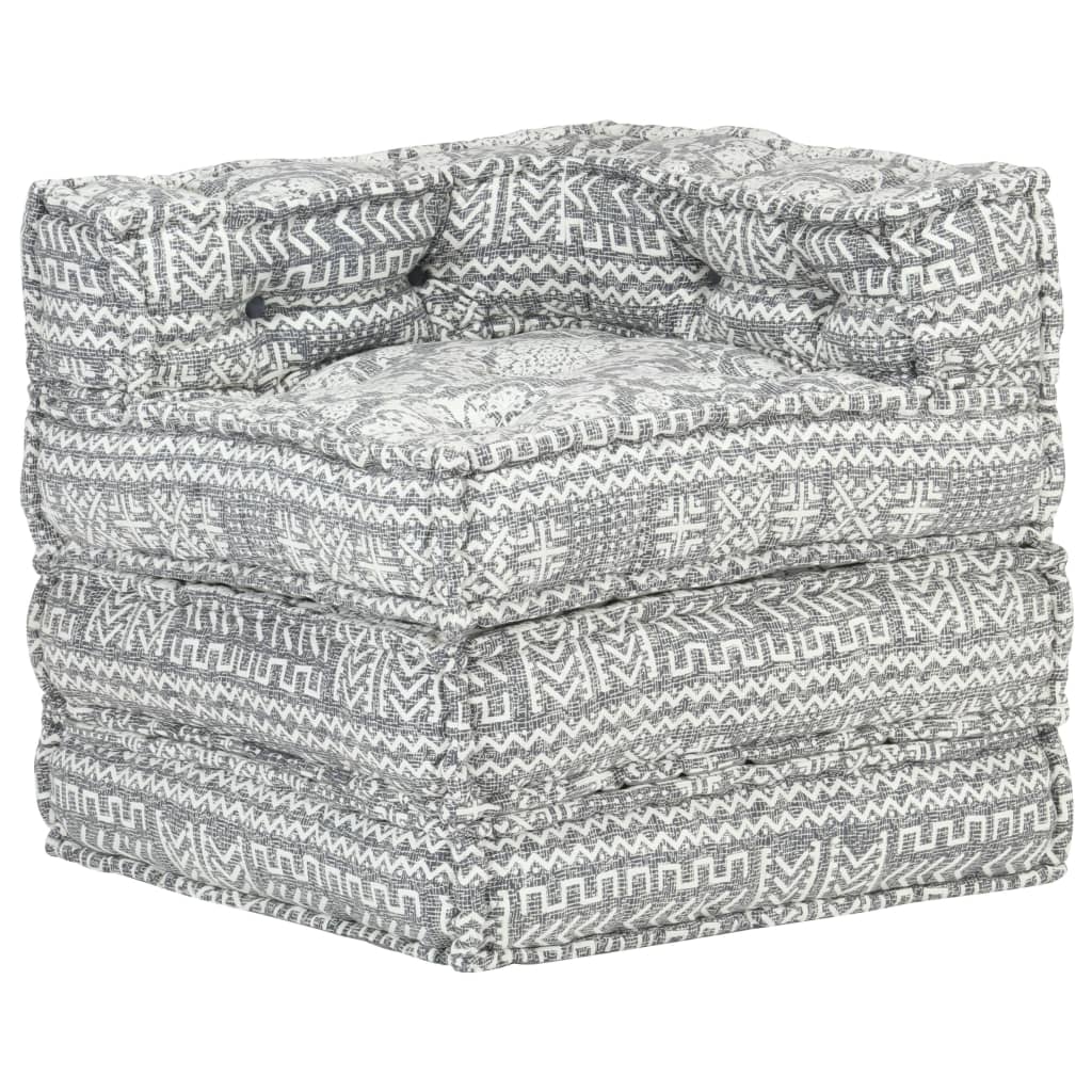 Modular Pouffe Light Grey Fabric