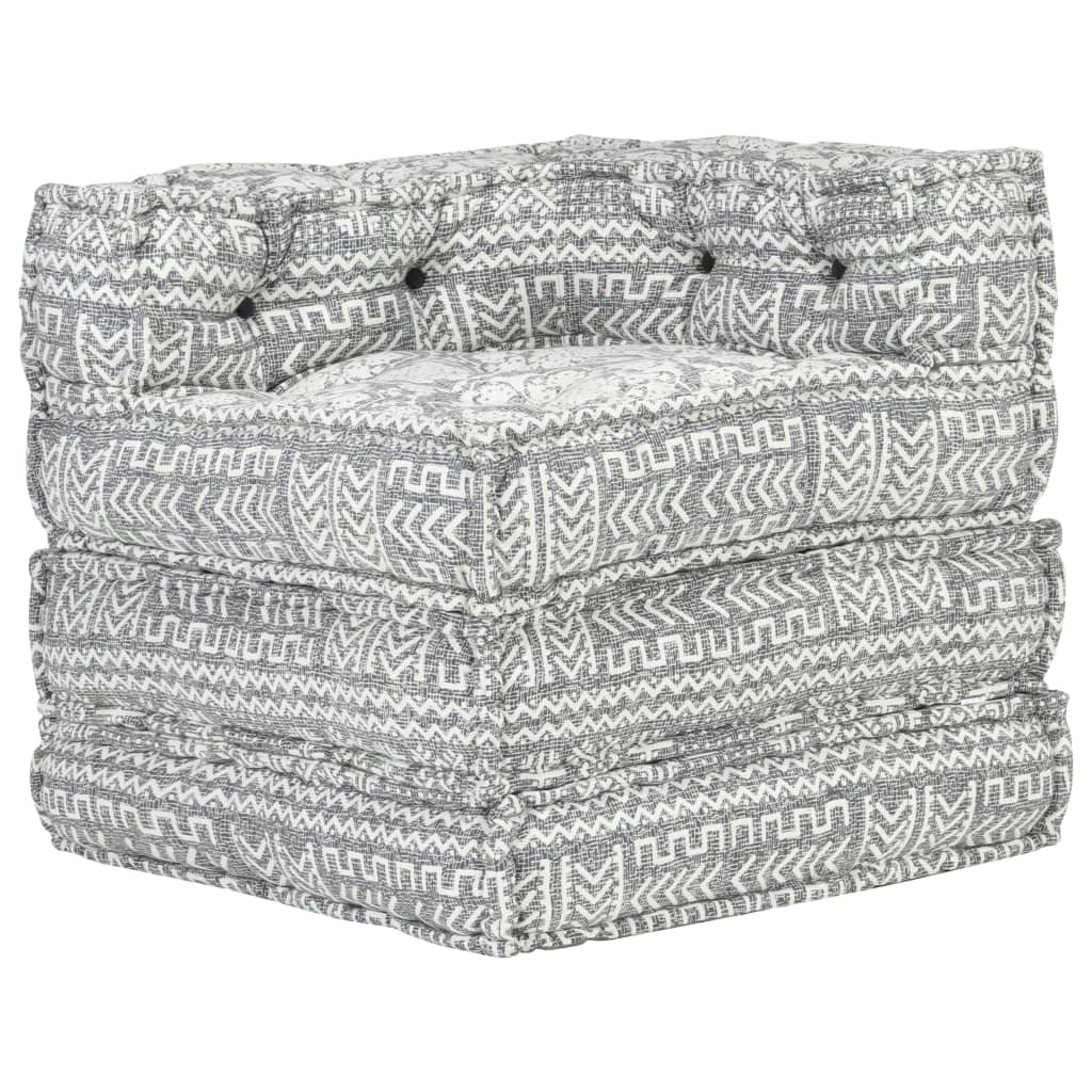 Modular Pouffe Light Grey Fabric