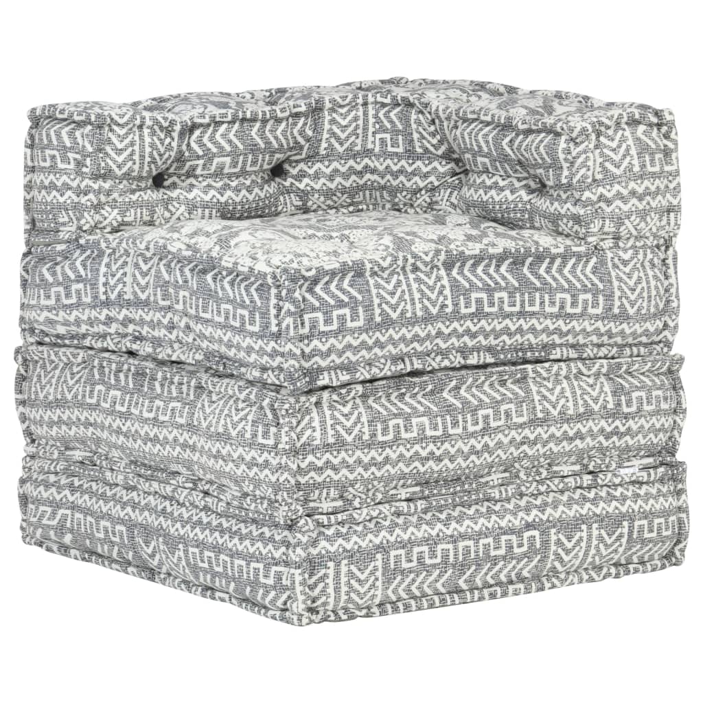 Modular Pouffe Light Grey Fabric