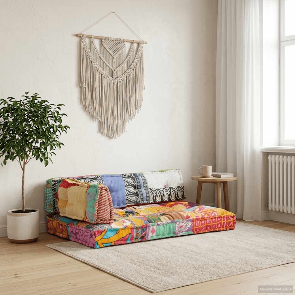 Pallet Sofa Cushion Multicolour Fabric Patchwork