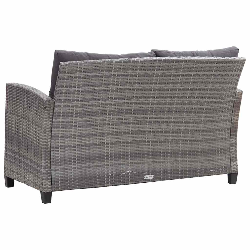 2-Seater Garden Sofa with Cushions Grey 124 cm Poly Rattan