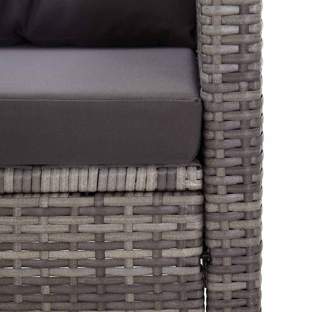 2-Seater Garden Sofa with Cushions Grey 124 cm Poly Rattan