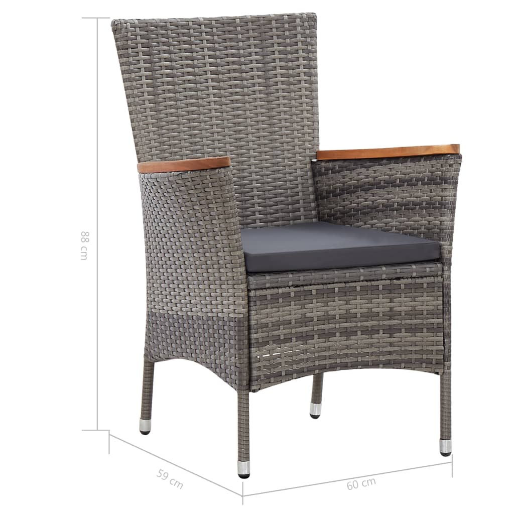 9 Piece Garden Dining Set with Cushions Poly Rattan Grey