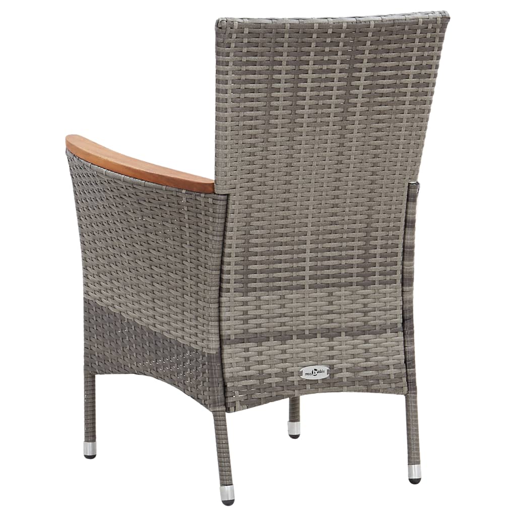 9 Piece Garden Dining Set with Cushions Poly Rattan Grey