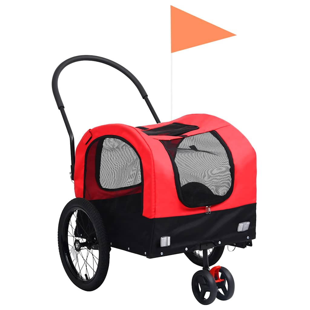 2-in-1 Pet Bike Trailer &amp; Jogging Stroller Red and Black