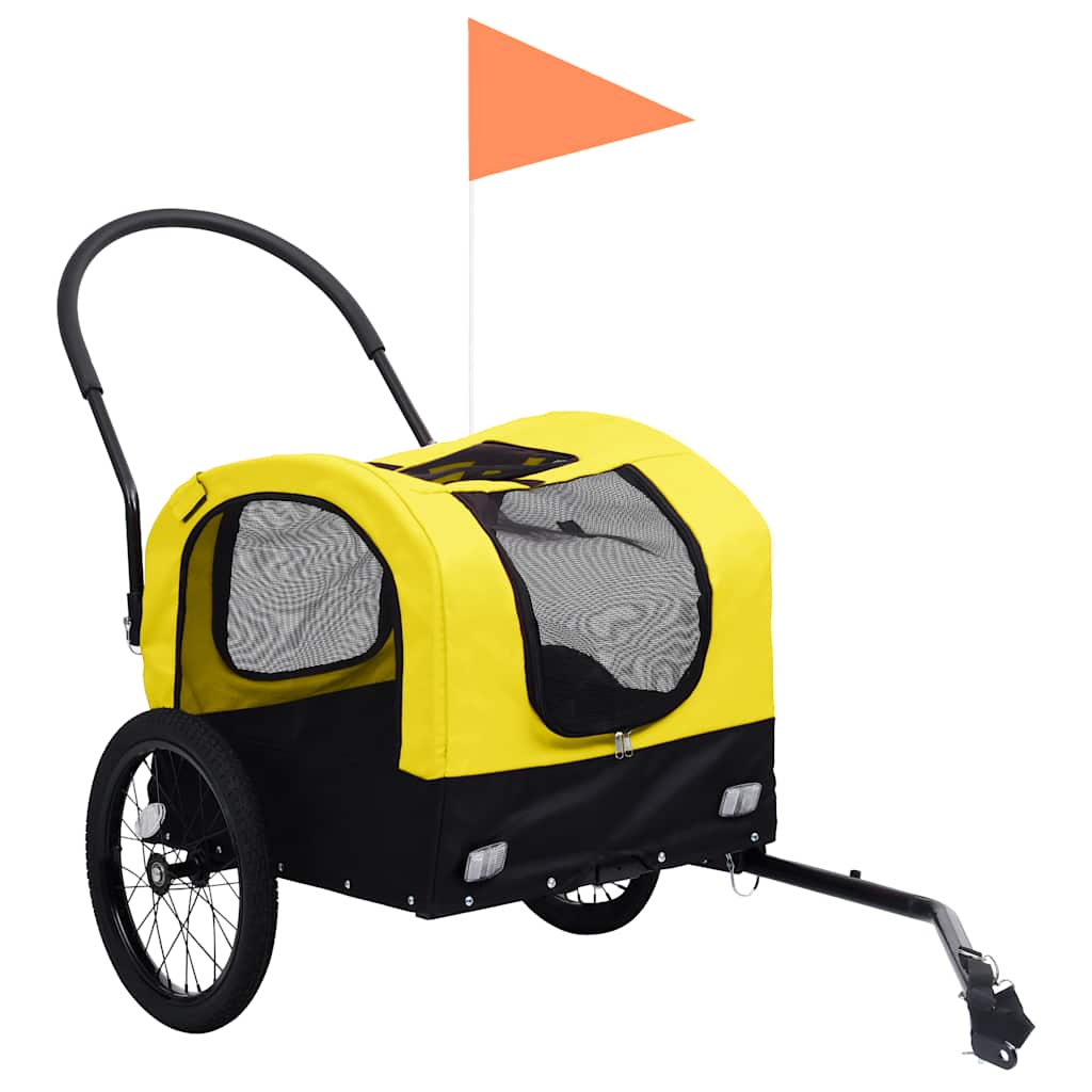 2-in-1 Pet Bike Trailer and Jogging Stroller Yellow and Black