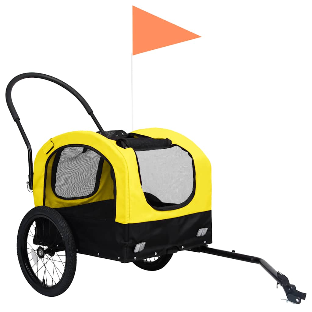 2-in-1 Pet Bike Trailer and Jogging Stroller Yellow and Black