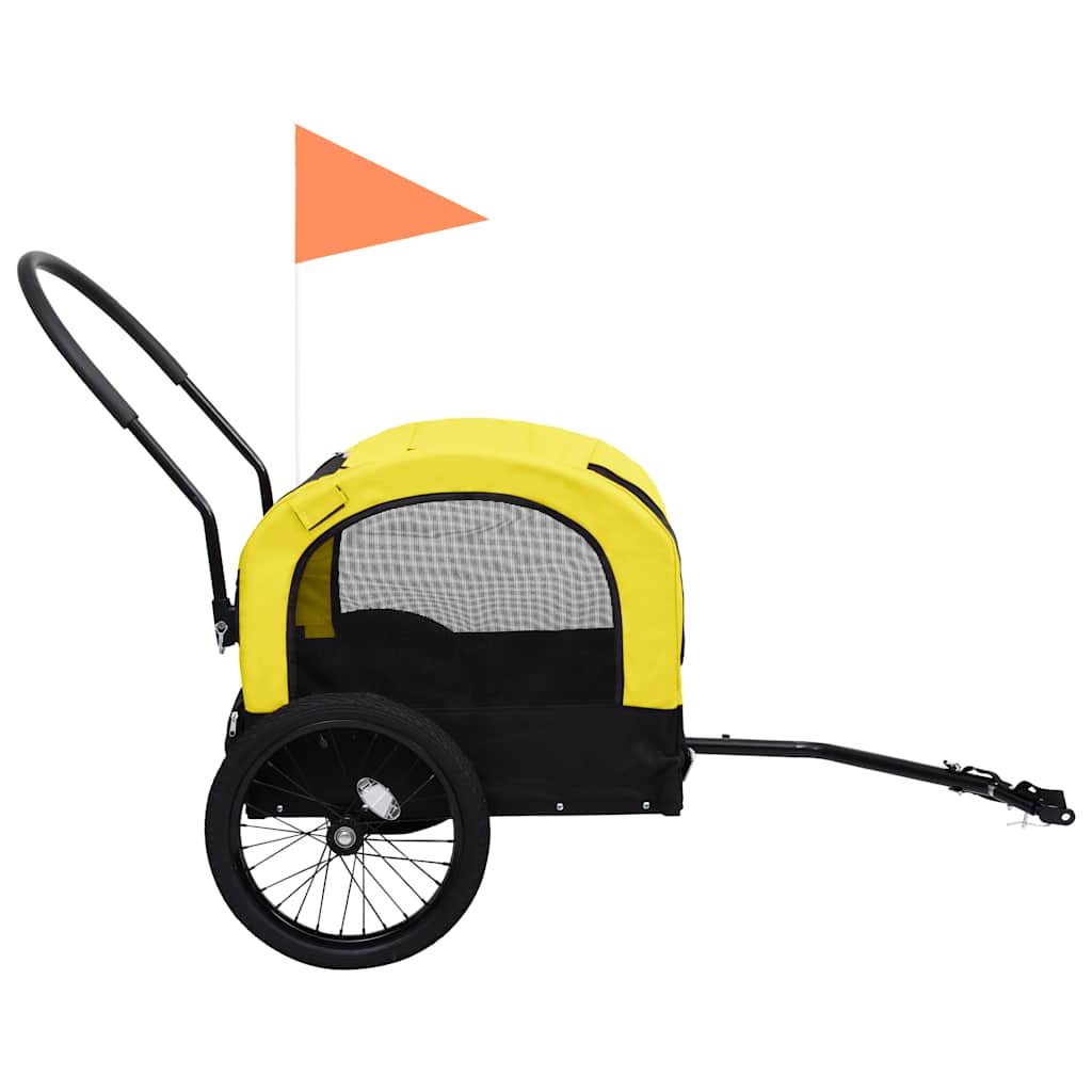 2-in-1 Pet Bike Trailer and Jogging Stroller Yellow and Black