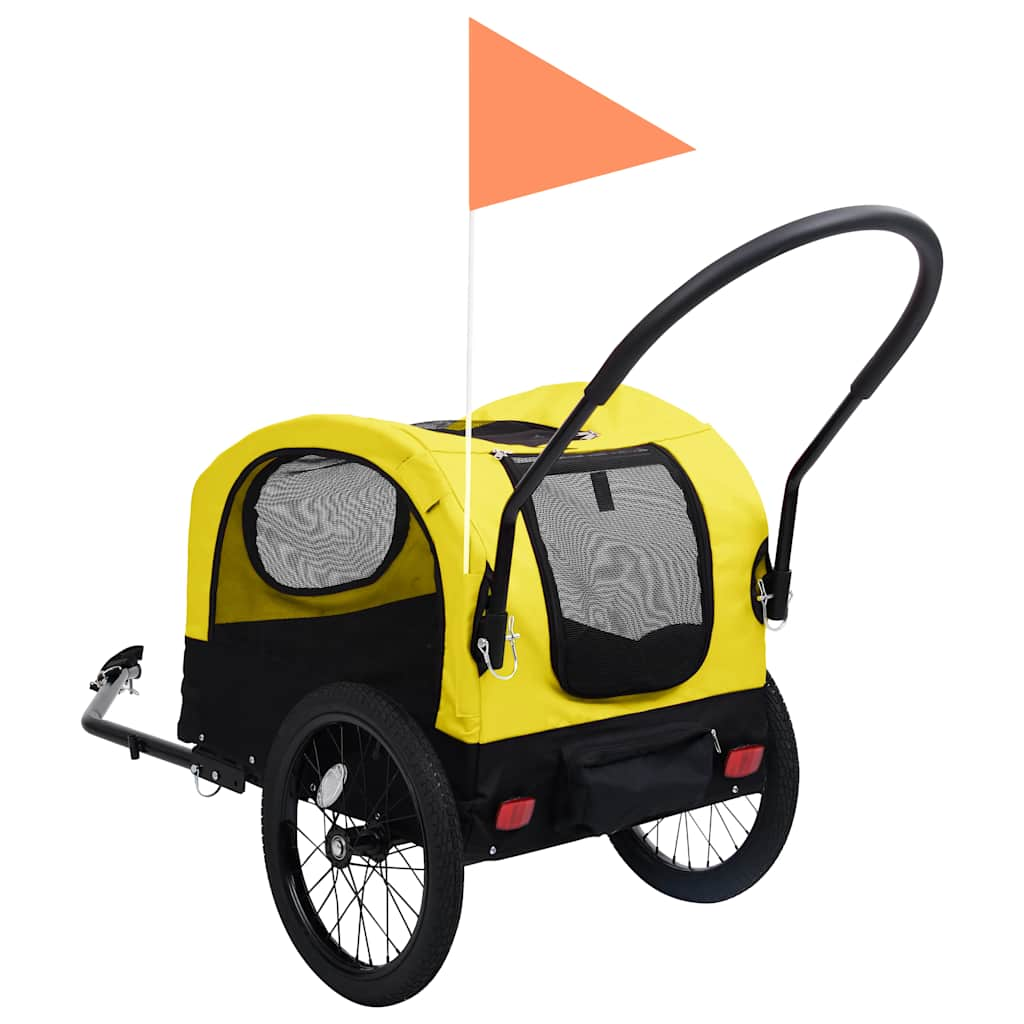 2-in-1 Pet Bike Trailer and Jogging Stroller Yellow and Black