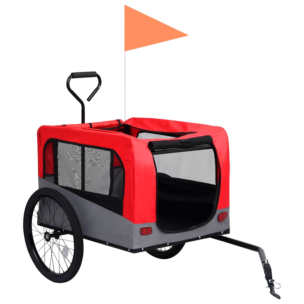 2-in-1 Pet Bike Trailer and Jogging Stroller Red and Grey