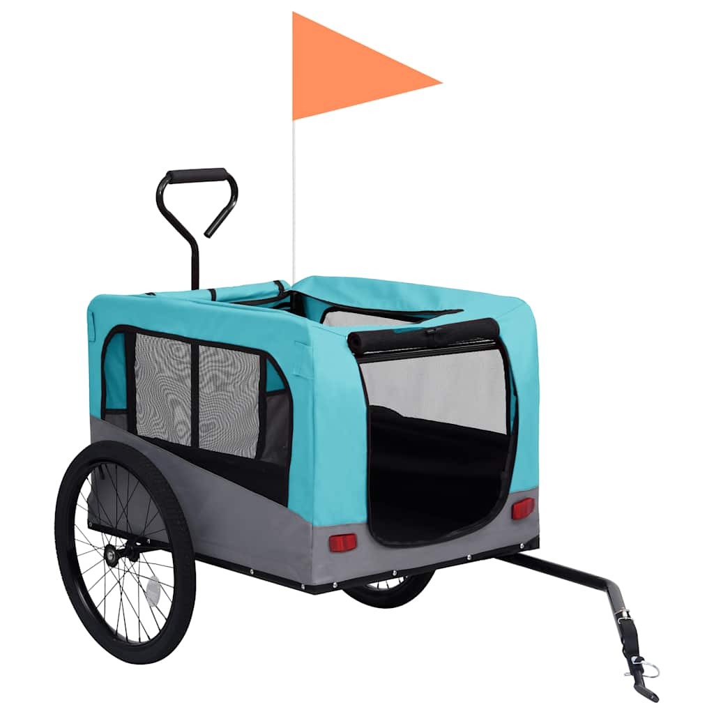 2-in-1 Pet Bike Trailer and Jogging Stroller Blue and Grey