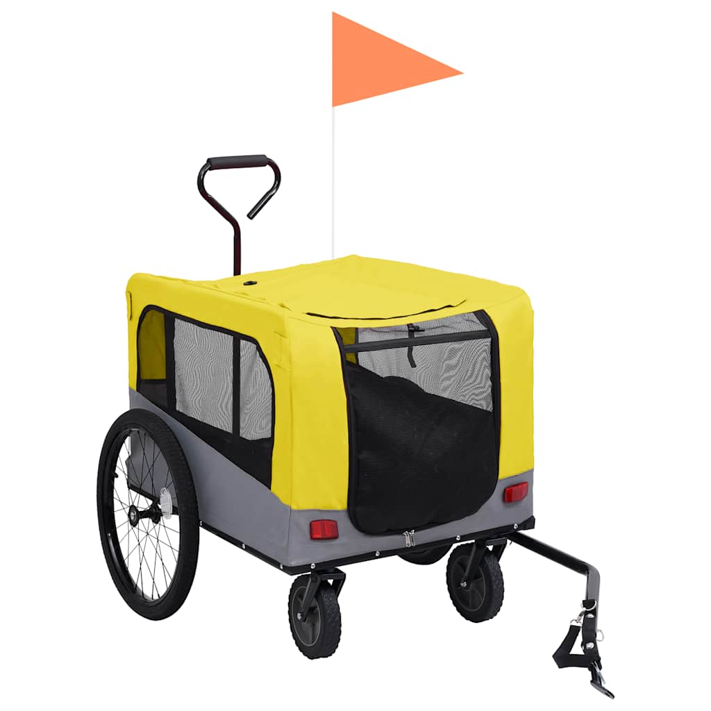 2-in-1 Pet Bike Trailer and Jogging Stroller Yellow and Grey