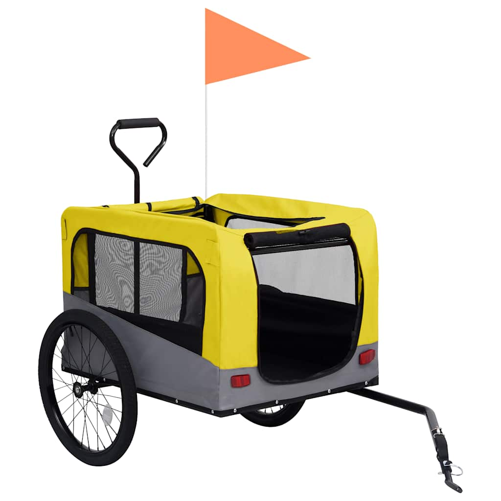 2-in-1 Pet Bike Trailer and Jogging Stroller Yellow and Grey