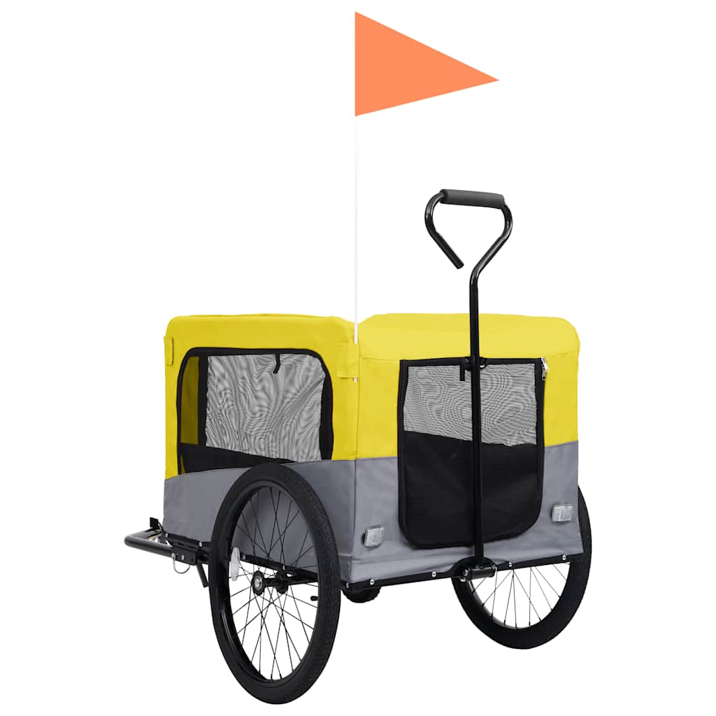 2-in-1 Pet Bike Trailer and Jogging Stroller Yellow and Grey