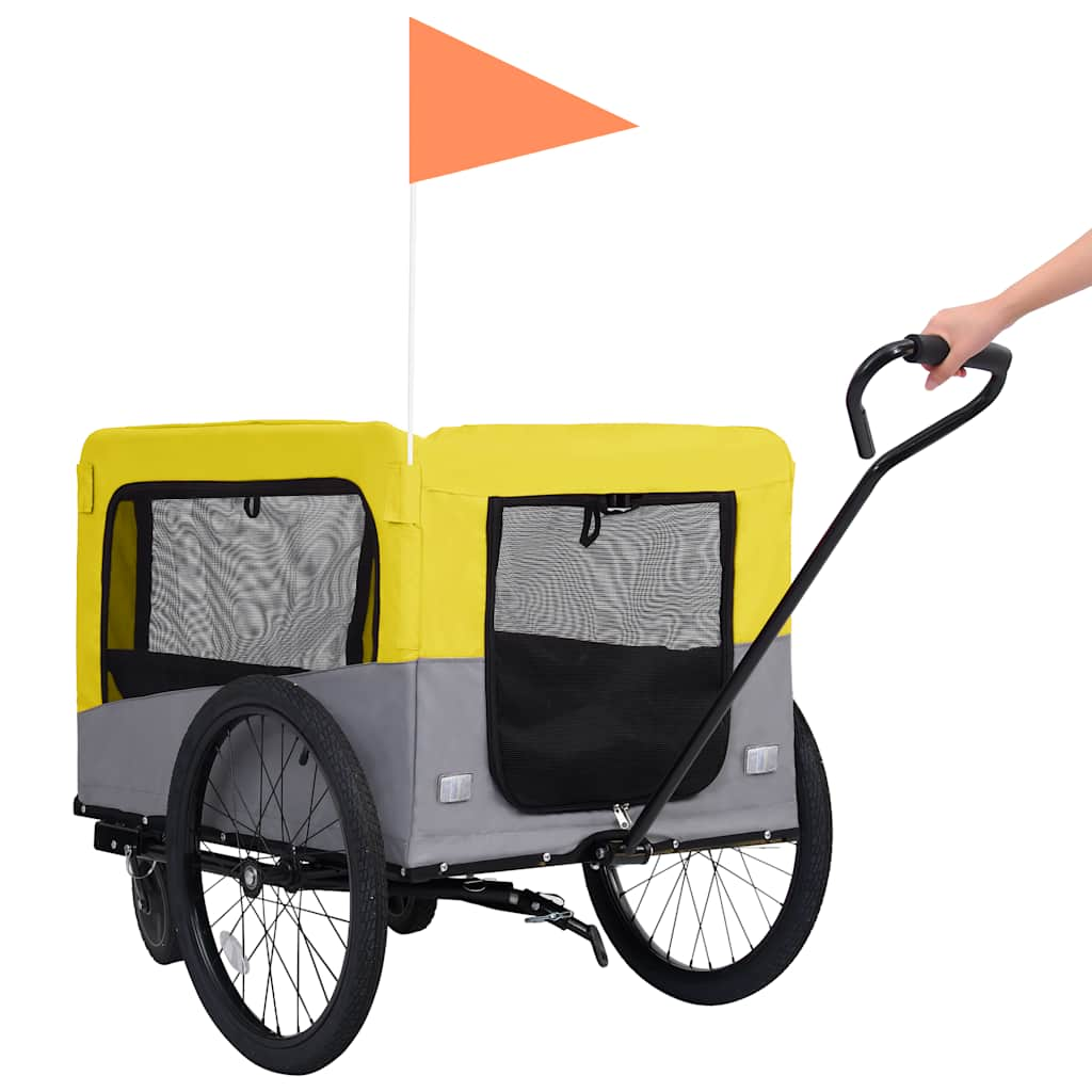 2-in-1 Pet Bike Trailer and Jogging Stroller Yellow and Grey