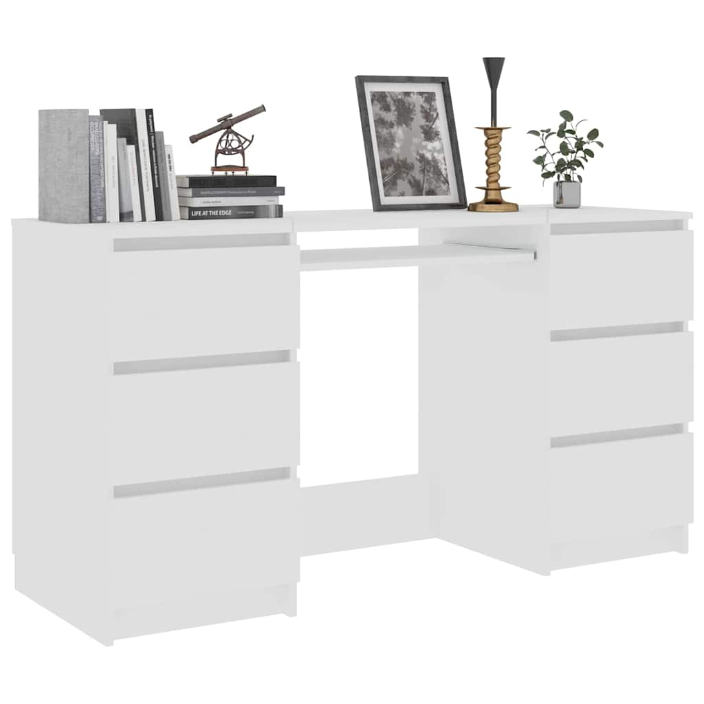 Writing Desk White 140x50x77 cm Engineered Wood