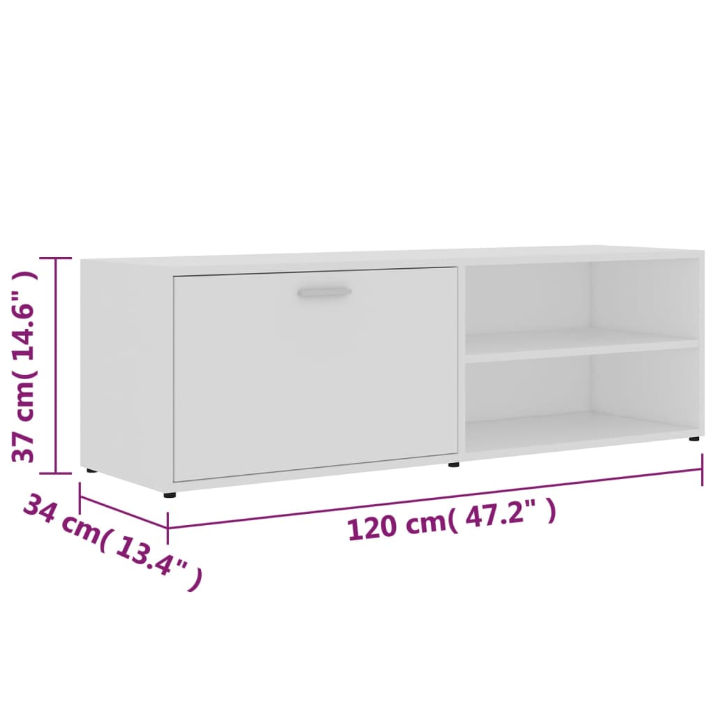 TV Cabinet White 120x34x37 cm Engineered Wood
