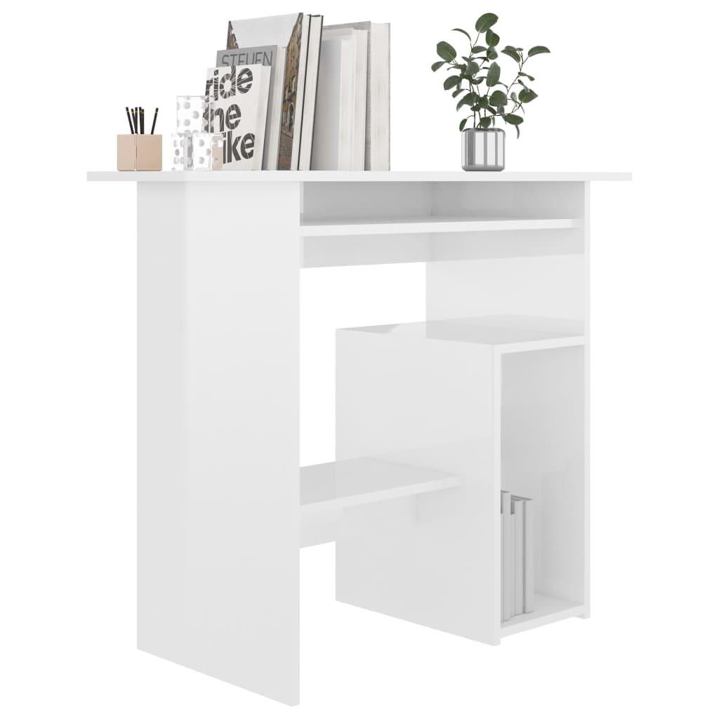 Desk High Gloss White 80x45x74 cm Engineered Wood
