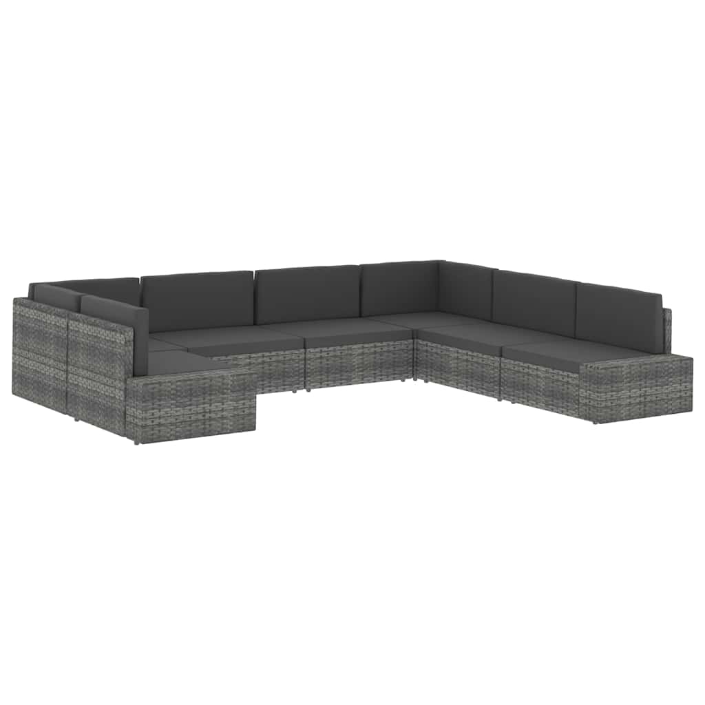 Sectional Sofa 3-Seater Poly Rattan Black