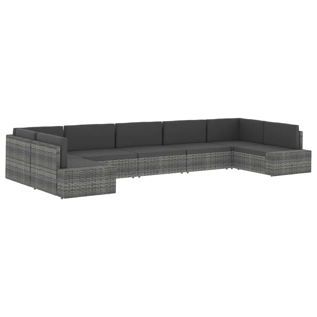 Sectional Sofa 3-Seater Poly Rattan Black
