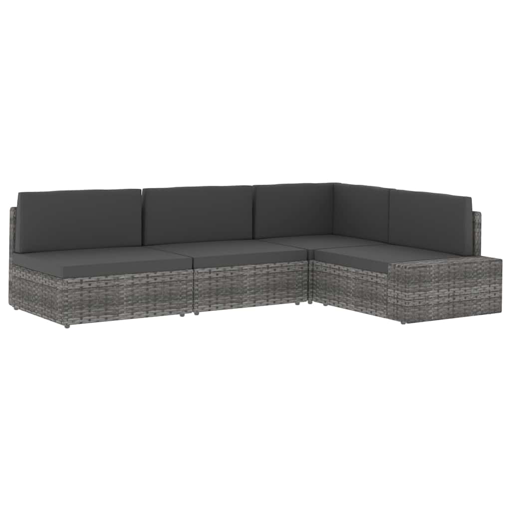 Sectional Sofa 3-Seater Poly Rattan Black